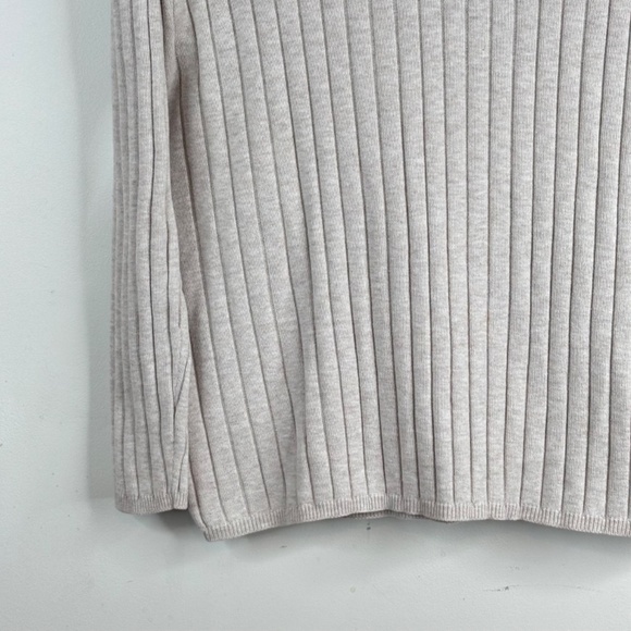VTG Eddie Bauer Turtleneck Sweater L Beige Oatmeal Ribbed Cotton 3/4 Sleeve Tan - Picture 3 of 9